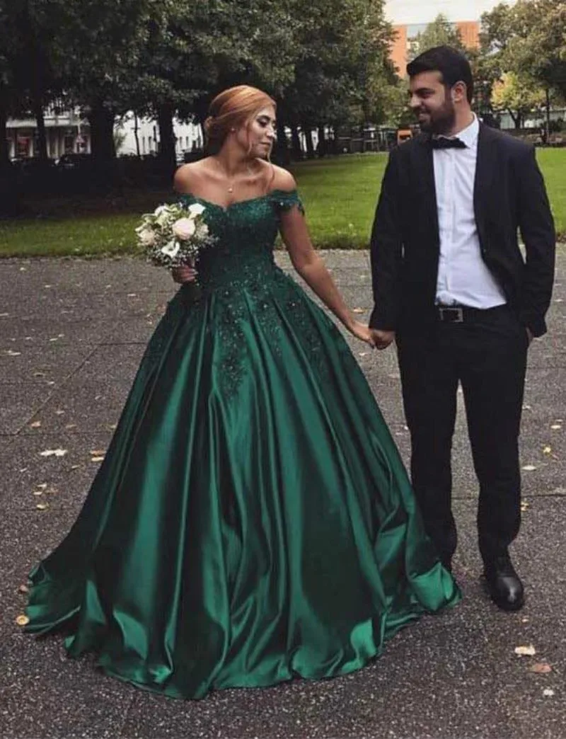 dark green wedding dress