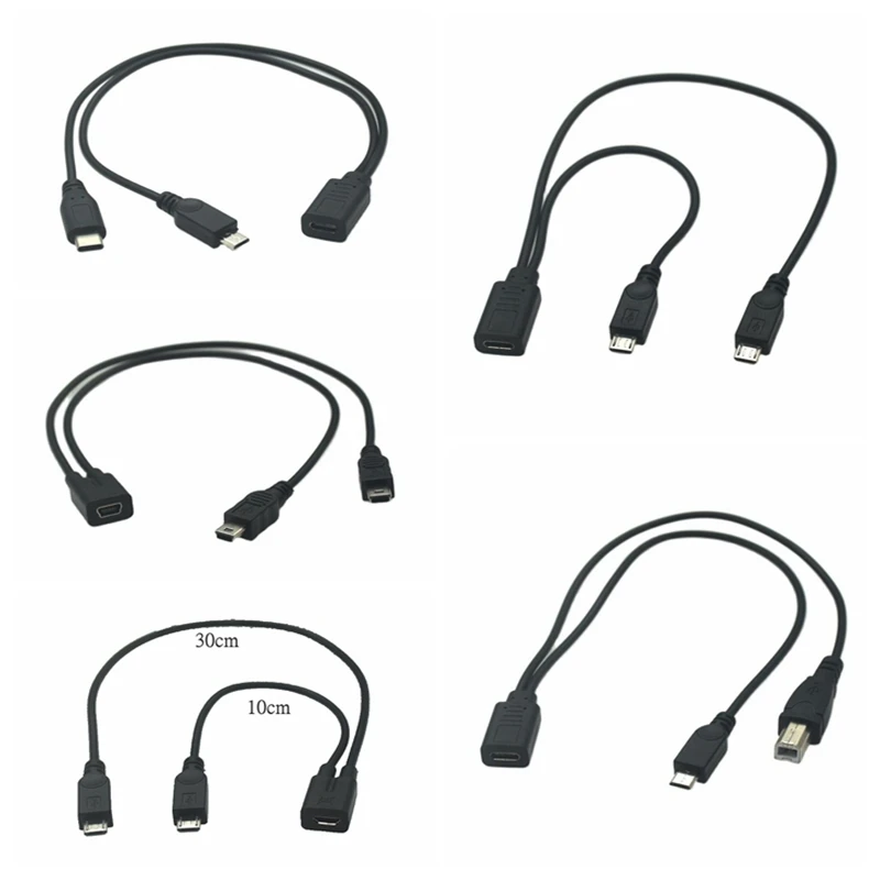 Cabo Adaptador tipo c Usb 3.1 Micro Usb Fêmea para Micro Mini Usb tipo b Macho y Divisor Cabo de Extensão