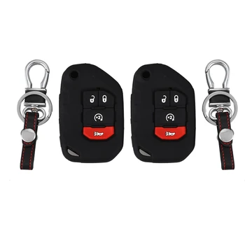 

4 Buttons Flip Key Cover Case Fob Holder Bag Keyless Protector for Jeep Wrangler JL JLU Gladiator JT 68292944AA Remote Control,2
