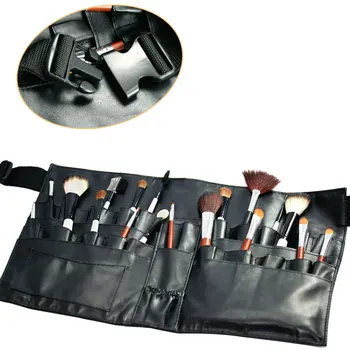 

Women Cosmetic Bag Professional Makeup Brush Bag Case Portable Multiple Pockets Brush Travel Organizer with Belt Strap PU 1PCS