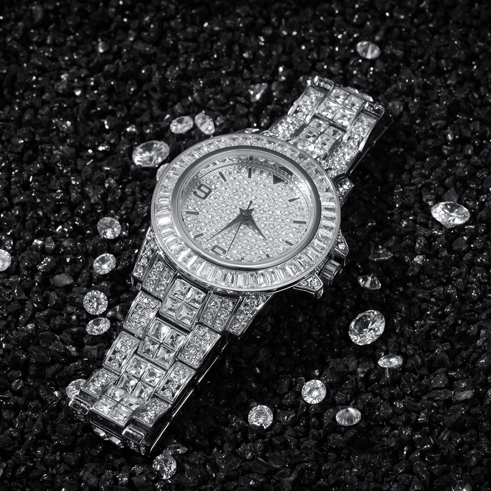 UWIN Watch NE+ BA 20 мм, кубинская цепочка в 3 ряда, полностью покрытая льдом, стразы, ожерелье и браслет и часы, комплект ювелирных изделий в стиле хип-хоп