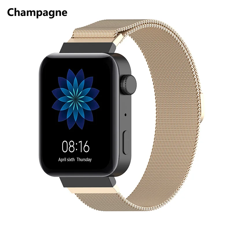 Champagne BOORUI mi lanese ремешок для xiaomi mi Смарт-часы из нержавеющей стали 18 мм ремешок Замена магнитного ремешка для часов xiaomi - Цвет: Champagne