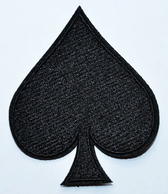 

100x Black spades suit playing card biker retro poker iron on patch applique (≈ 6.5 * 7.8 cm)