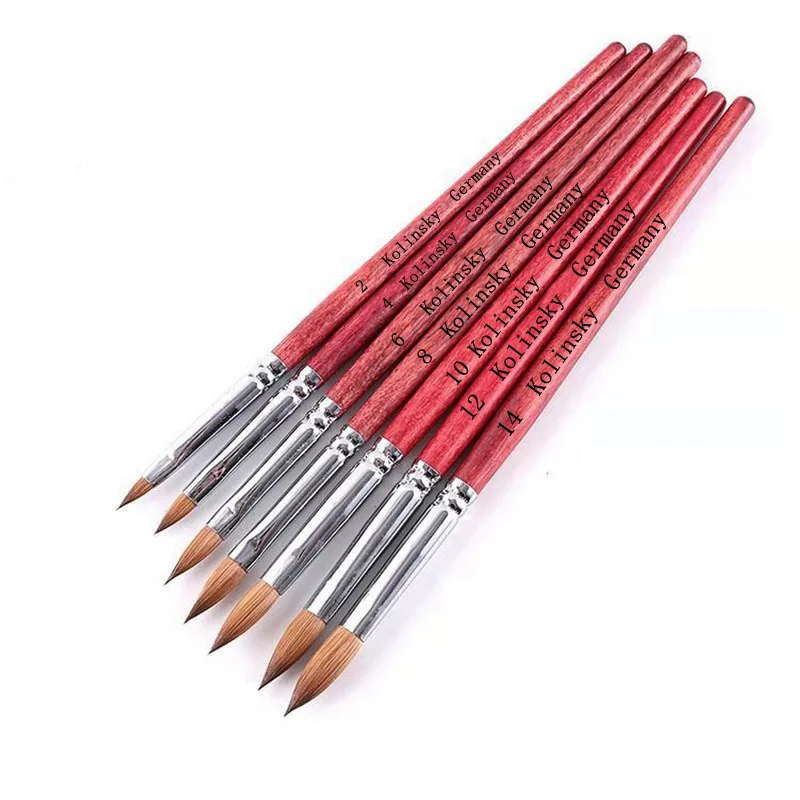 1pc 100 Kolinsky Sable Hair Nail Brush Size 2/4/6/8/10/12/14 Carving Pen Gel Nail Art Tools