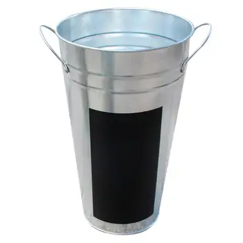 

1Pc Flower Pot Plant Pot Flower Bucket Chic Durable DIY Nice Flower Container Garden Planter Iron Bucket Blackboard Sticker