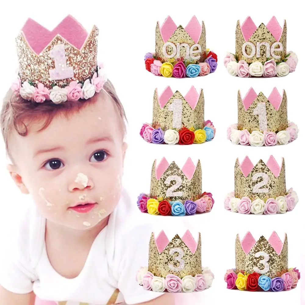 

PATIMATE Birthday Crown Hats 1st 2nd 3rd Birthday Party Decoration Princess Crown Baby Kid Cap One Year Birthday Decoration