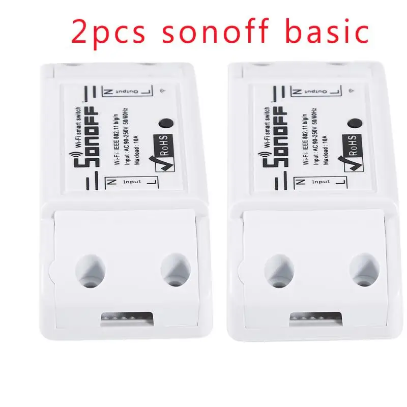 Набор2 Itead Sonoff базовый Wifi умный переключатель DIY Беспроводное дистанционное интеллектуальное реле для домашней автоматизации модуль управления работа с гнездом Alexa - Комплект: Набор2