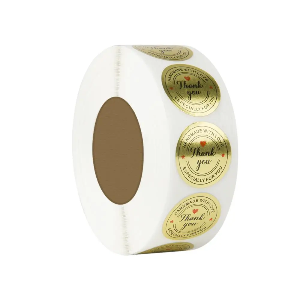 

500pcs/roll Labels stickers Round shape Gold love thank you Stickers seal labels scrapbooking for Package stationery sticker 1in