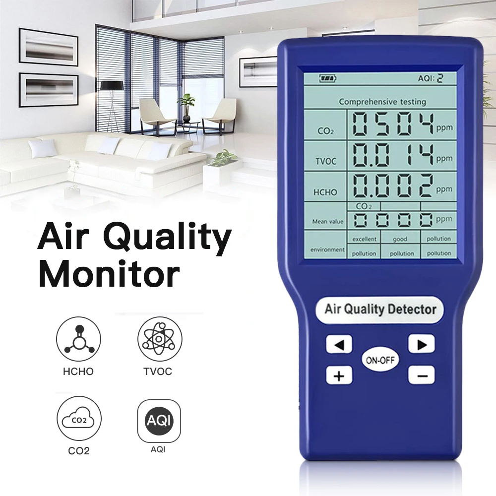 Digital LCD Formaldehyde Detector HCHO TVOC Meter Air Quality Tester Detector 