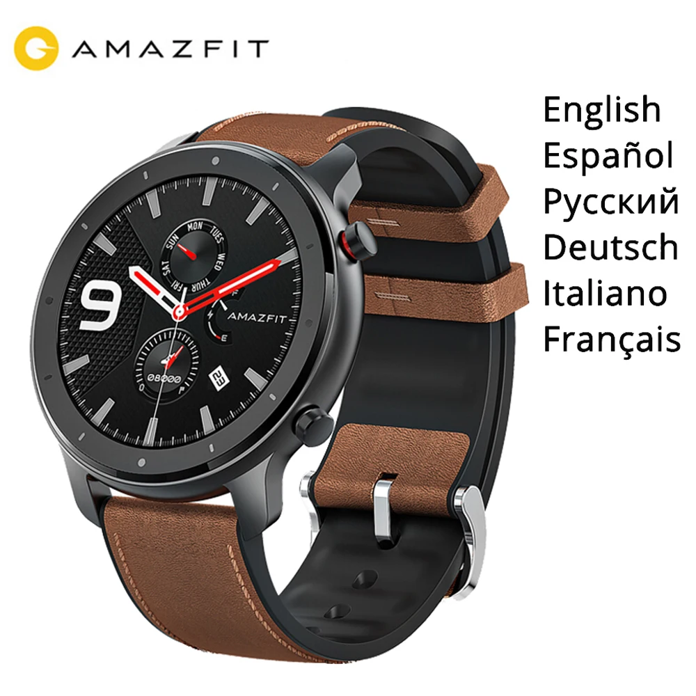 Бесплатные фильмы Amazfit GTR Смарт часы 47 мм Huami gps Smartwatch 24 дня батарея управление