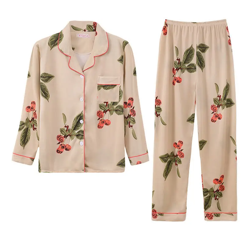 

QWEEK Floral Printed Pyjama Sleepwear Female Retro Women's Pajamas Sets Casual Short Sleeve Elastic Waist Nightwear Home Suit