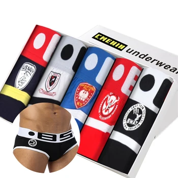 

5Pcs/Lot Sexy Underwear Men Briefs Slip Jockstrap Men Bikini Gay Men Underwear Male Cueca Male Panties For Man Print Slip