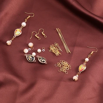 

SAUVOO Korean Women Long Earrings Making Accessories Sets Pearls Earrings Hooks DIY Jewelry Material Kits For Beginner