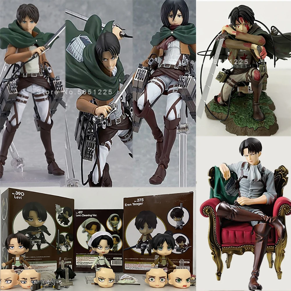 Photo Product Attack on Titan Figure Artfx J Levi Battle Damage Figma Eren Jaeger Mikasa Ackerman Ackerman Levi Figure Toy Doll Christmas Gift