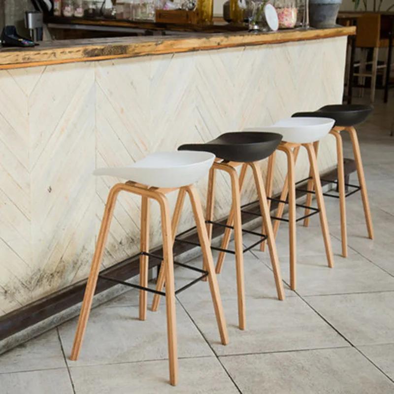 

Nordic Bar Chair Solid Wood 5 Colour Seat Height 73 CM Simple Bar Stool Creative High Stool Leisure Coffee restaurant Chair