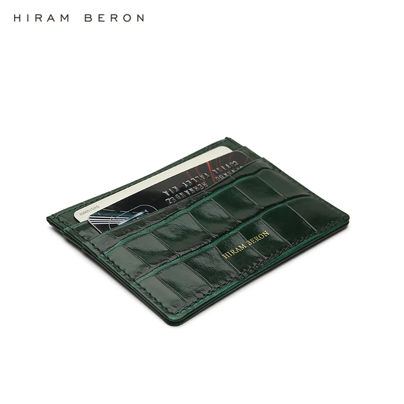 Персонализированный Бесплатный зеленый кожаный чехол кошелек Hiram Beron для карт с