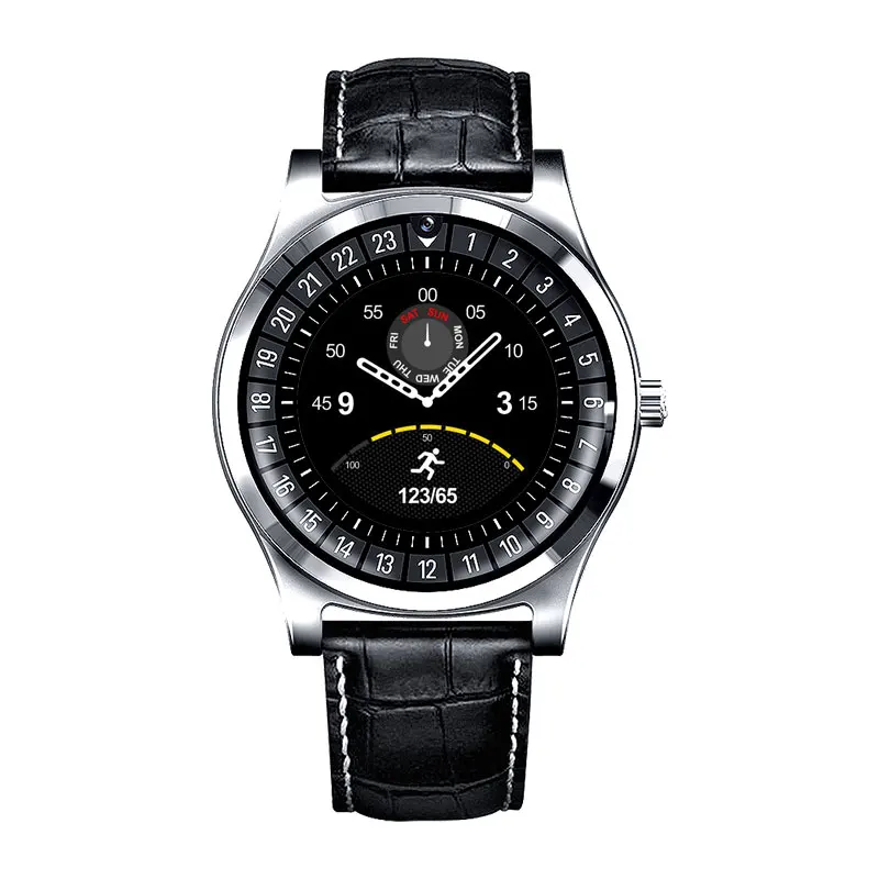 Умные часы для мужчин с 2G GSM Micro SIM TF карта ответ на вызов камера часы Шагомер Bluetooth Smartwatch Здоровье часы для Android - Цвет: Leather-Silver