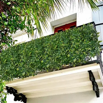 

Artificial Leaf Hedge Panel Green leaves Lawn Privacy Screen Backyard Home Decor Garden Fence Artificial Plant Background Wall