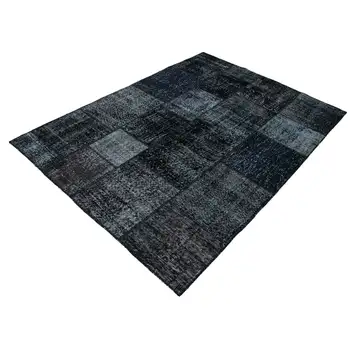 

144x203 Cm Black Handmade Patchwork Rug-5x7 Ft