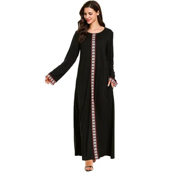 

Turkey Muslim Moroccan Kaftan Abaya Dress Women Pakistani Hijab Elbise Modest Maxi Kimono Islamic Clothing with Pockets Vestidos