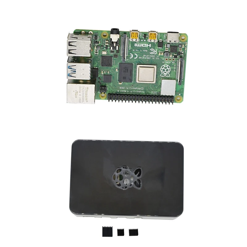 Для Raspberry Pi 4 Модель B 4G ram ABS чехол с черными радиаторами Поддержка 2,4/5,0 ГГц wifi Bluetooth 5,0 для RPI 4 DIY Kit