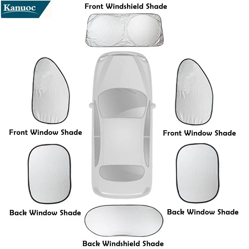 Barato Parasol plegable reflectante para ventana de coche, cubierta de protección para el sol, ventosa, protector solar para coche, cortina, 6 uds. m6KEbxe7