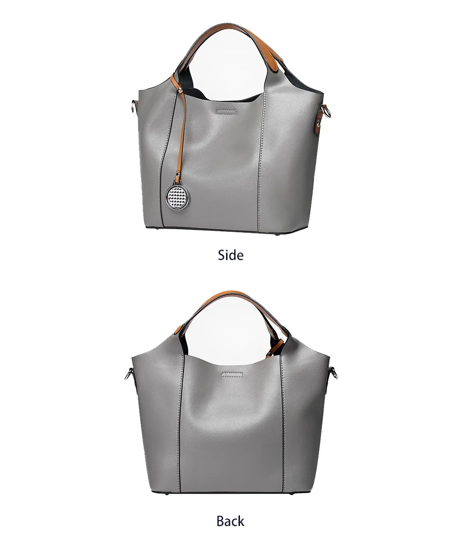 Yonder Real Cow Leather Women's Handbags Genuine Leather Casual Tote Large Capacity Elegant Lady Shoulder Crossbody Bags