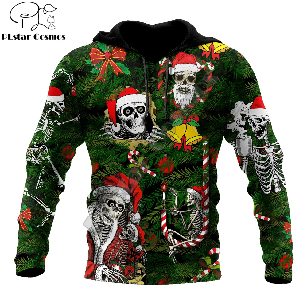 

Santa skull 3D All Over Printed Mens Hoodie Skulls Merry Christmas Hooded Sweatshirt Autumn Street Unisex Casual hoodies KJ723