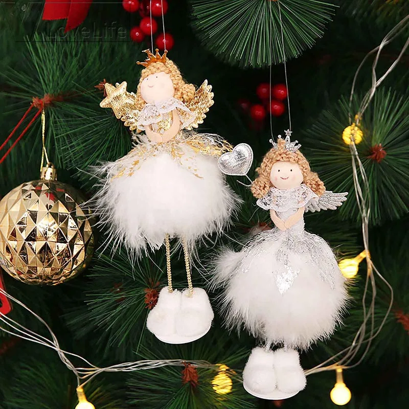 New Year Angel Wings Girl Doll Christmas Decorations Xmas Tree Pendant Home Desk Decor Gift For | Дом и сад