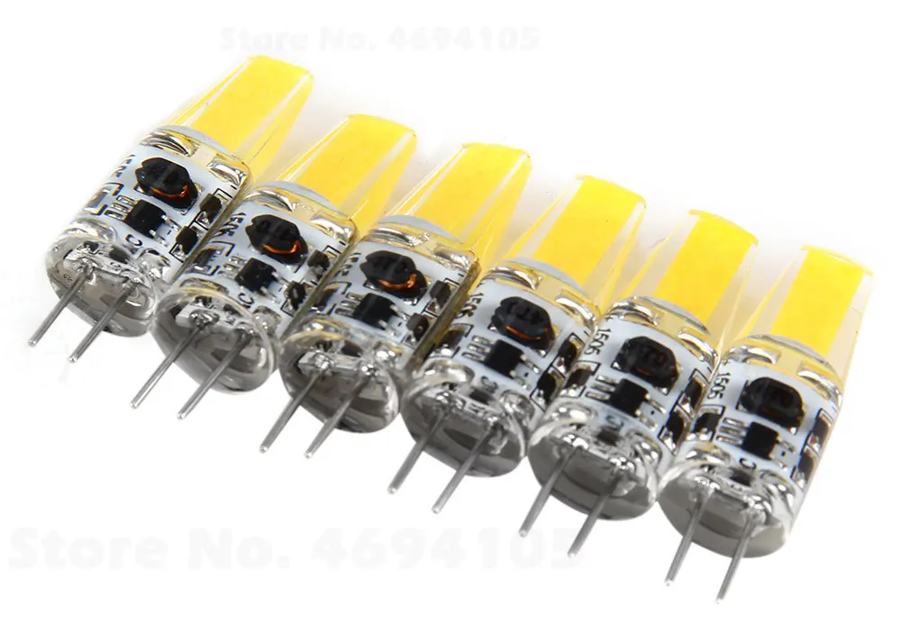 6pcs 3W Dimmable G4 LED Lamps DC AC 12V COB Bulb Chandelier White Light