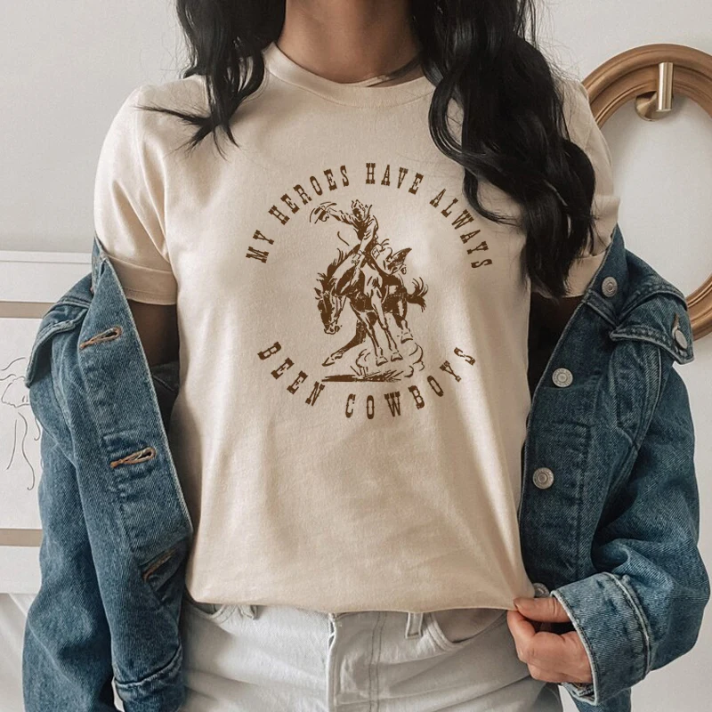 

Kuakuayu HJN Horse Rodeo Cowgirl со слоганом летняя модная женская винтажная Эстетическая смешная Футболка свободная футболка в стиле бохо