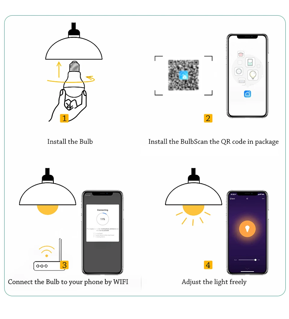 E27 Led Dimmable 110V 220V B22 WiFi умная светодиодная лампочка для дома Wi-Fi, Светодиодная лампа 15W работает с Amazon Alexa Google Home