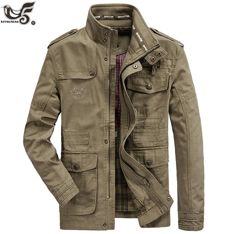  Plus Size 6XL 7XL Brand Military Jacket Men 100% Cotton Pilot Jacket Coat Men's Bomber Jackets Carg