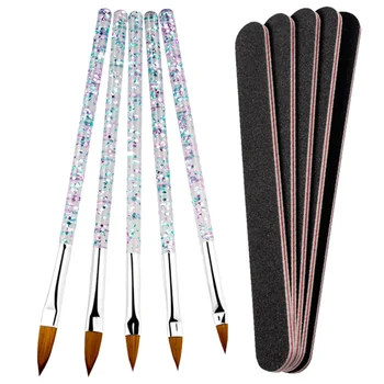 

10Pcs Nail Art Pen Manicure Brush Creative Nail Point Brush Nail Painting Pen(5Pcs Brushes + 5Pcs Nail File)