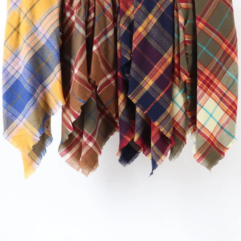 Зимний шикарный вязаный квадратный шотландский клетчатый шарф-Палантин женский проверочная сетка акриловый крупноразмерный шарф шаль