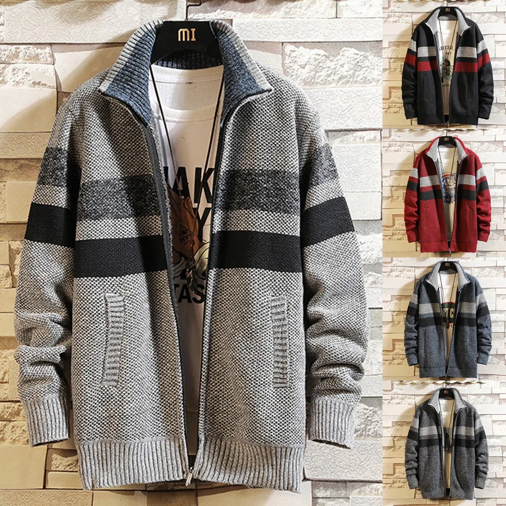 JAYCOSIN Fashion Daily Hot Men's Autumn Winter Zipper Sportswear Patchwork Jacket Long Sleeve Coat#LC 10 Dropshipping Hot