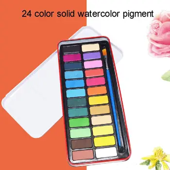 

24Color Solid Water Color Paint Set with Water Brush Portable Water Color Pigment for Beginner Water Color Drawing Supplies
