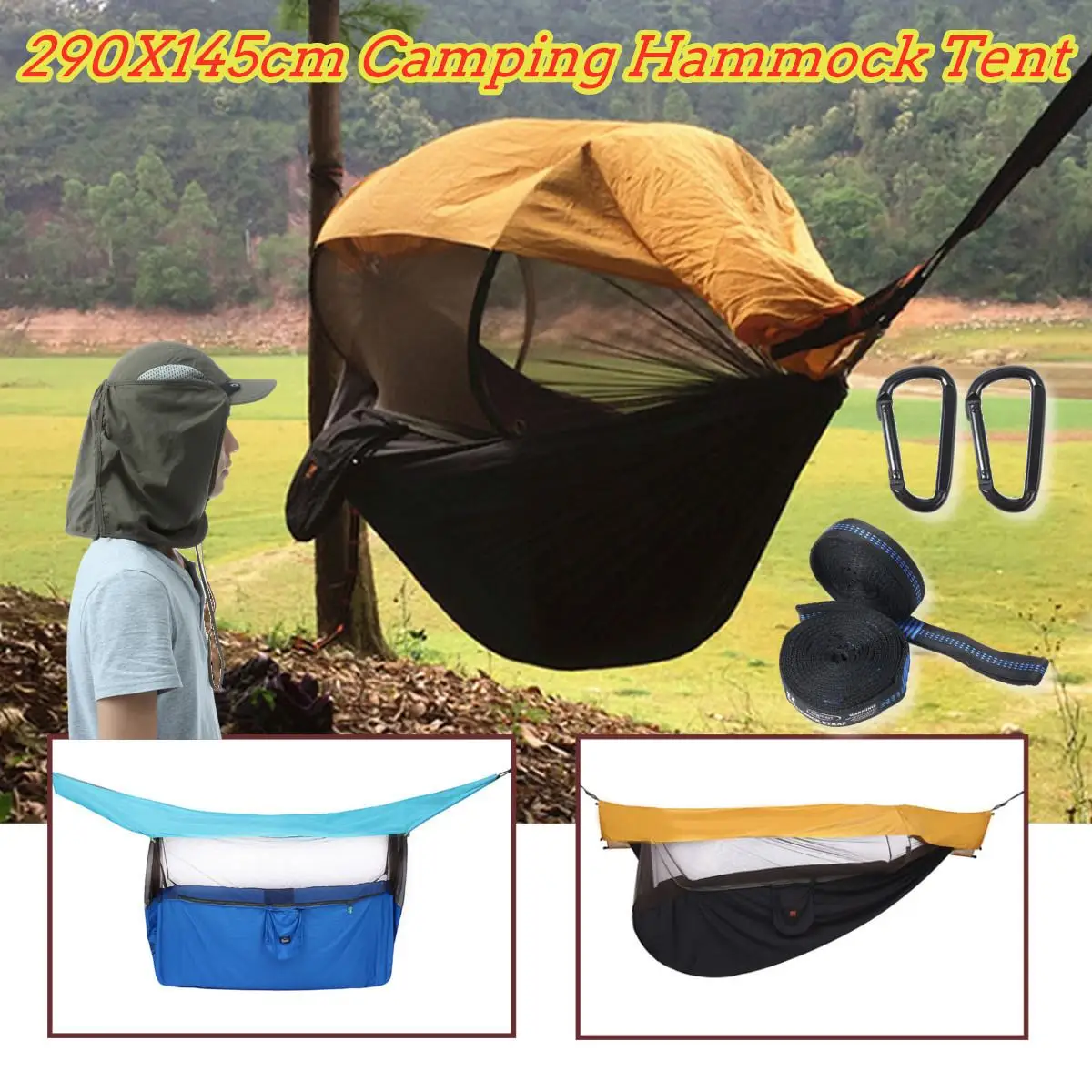 

Portable Outdoor Camping Hammock with Mosquito Net Tent Sun Shelter Hanging Bed Travel Survival Hunting Sleeping Bed Furniture