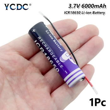 

18650 Replacement Batteries 18650 3.7 v 6000mah 18650 Lithium Rechargeable Battery WIth DIY Cables batteries For LED Flashlight