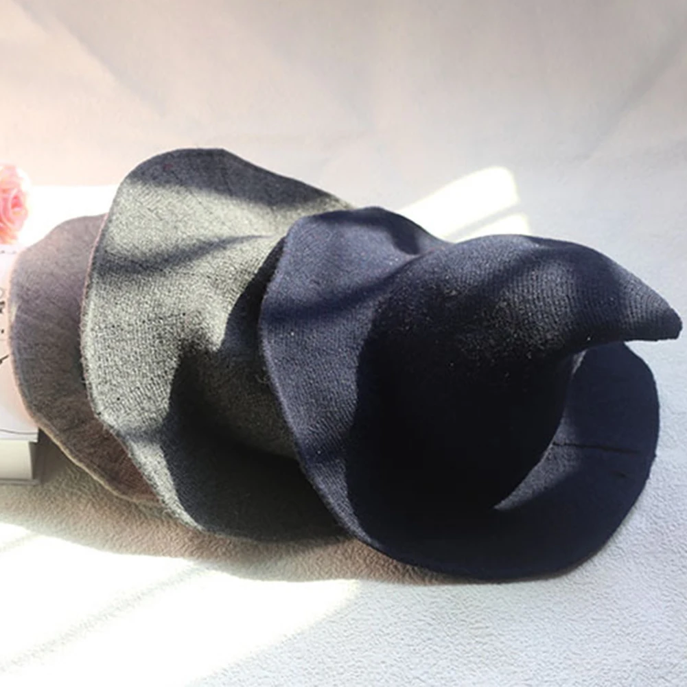 Женская шапка с острым носком, подходит ко всему, для фестиваля ведьмы, с широкими полями, Осень-зима, однотонные, на Рождество, Хэллоуин, вечерние