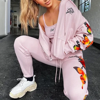 

Womens Fashion Autumn Trousers Casual Loose Suit Printed Tie-Dye V-Neck Long-Sleeved Top 2020