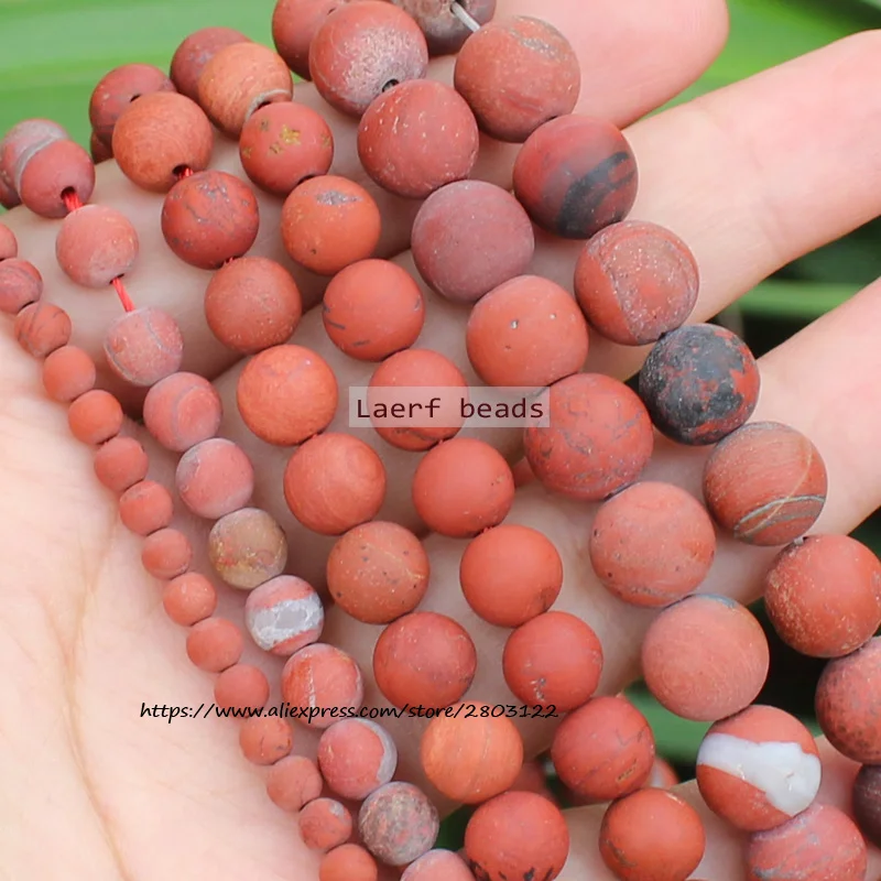 

Fctory Price Natural Red Jasper stone 4-10mm Frost Matte Doll Polished Round Beads 15inch ,Wholesale For Jewelry Making