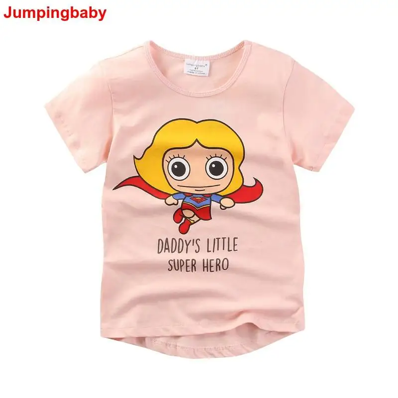 Jumpingbaby/ г. Футболка для девочек детская одежда, футболка летние топы, vetement enfant fille, костюмы, Roupa Menina, хлопковая футболка, новинка
