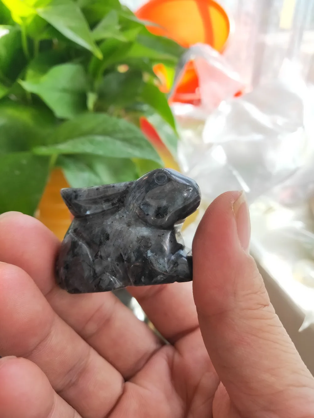 55 gсерый кошачий шпат милый кролик
