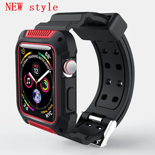 new red Чехол+ ремешок для apple watch band apple watch 4 3 5 Обложка iwatch 42 мм/38 мм 44 мм 40 мм correa pulseira ремешок для часов - Цвет ремешка: new red