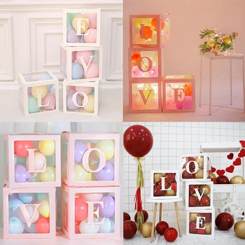 

Transparent Alphabet Box DIY Letter Balloons Box for Wedding Birthday Party Decor Kids Balon Packing Box