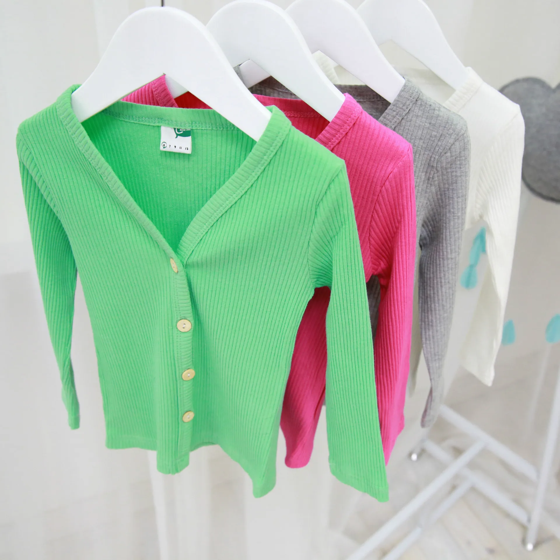 

2018 Fashion Unisex Sweaters Spring Autumn Sweater Korean All-Match Simple Kids Clothing Candy Color Knit Cardigan Button Dress
