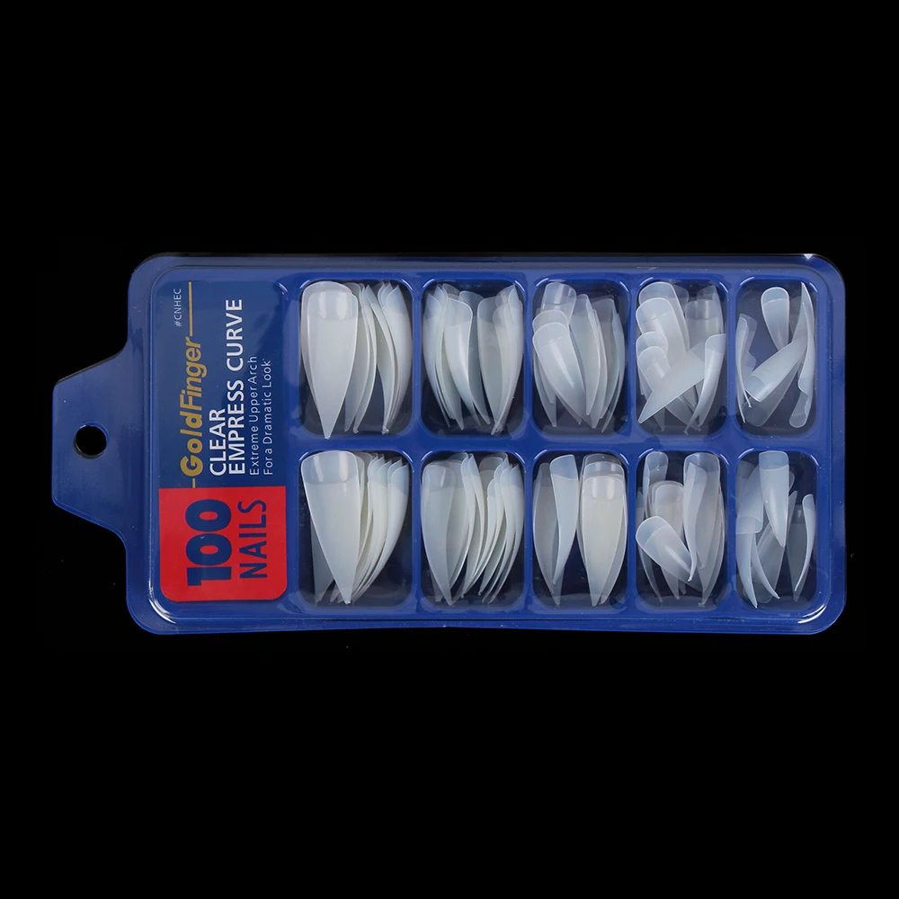 100 Pcs/Box False Nail Tips French Stiletto Acrylic Full Style Oval Sharp End Stiletto Clear/White/Natural Manicure DIY Tool - Color: 100PCS-Natural