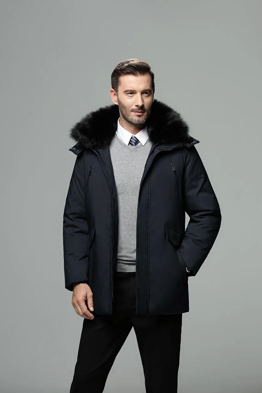 

Fur Collar Duck Jackets Men Casual Winter Outwear Father Parka Male Thick Down Coat Puffer Jacket JK-799