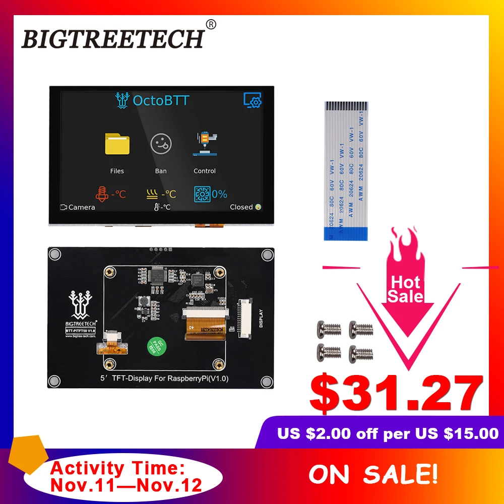 BIGTREETECH BTT PITFT50 V1.0 Capacitive Touch Screen Panel 800*480mm 5 Inch DSI Raspberry Pi LCD Dis